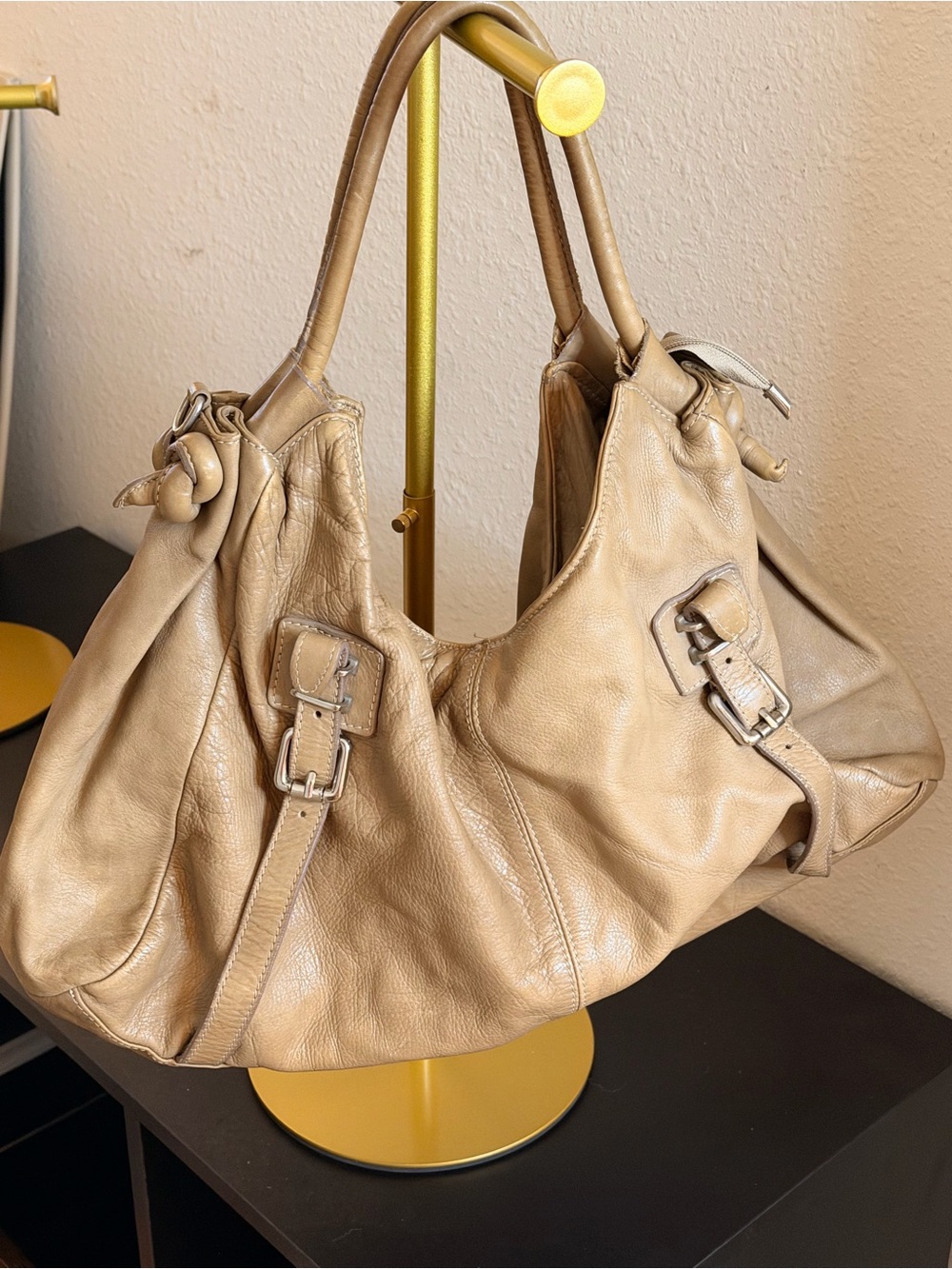 Nardelli  Vintage Leather beige Hobo Shoulder Bag - Casual Everyday Tote